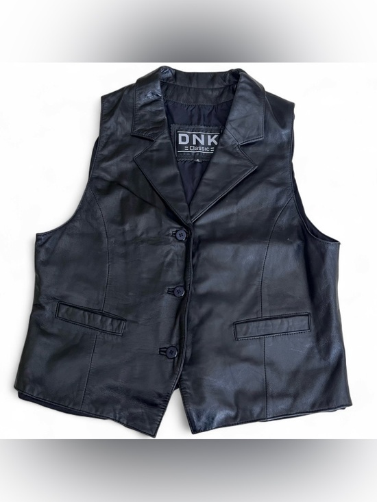 DNK Jackets & Blazers - VTG 80’s 90’s Black Leather DNK Moto Vest- Size XL